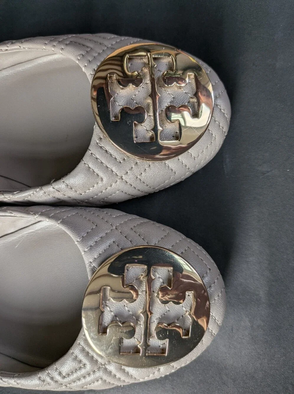 Tory Burch Quilted Minnie Flats Nappa Leather Goan Sand Women’s Size 7M